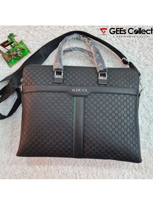 Gucci Black Leather Laptop Bag