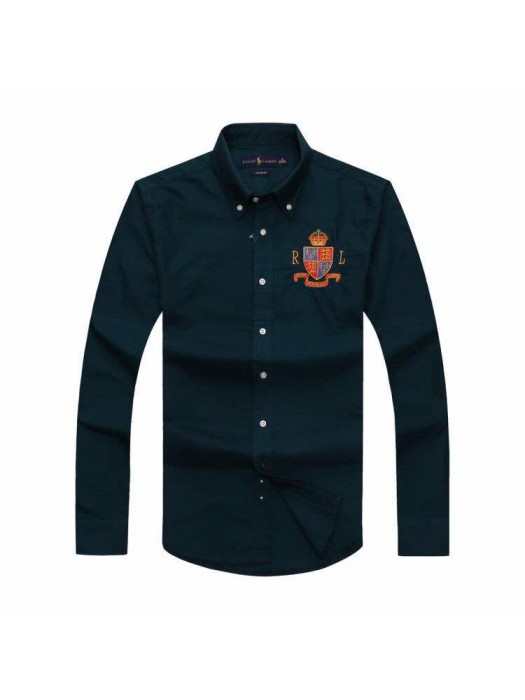 PRL Badge Crest Longsleeve Shirt - Navy Blue