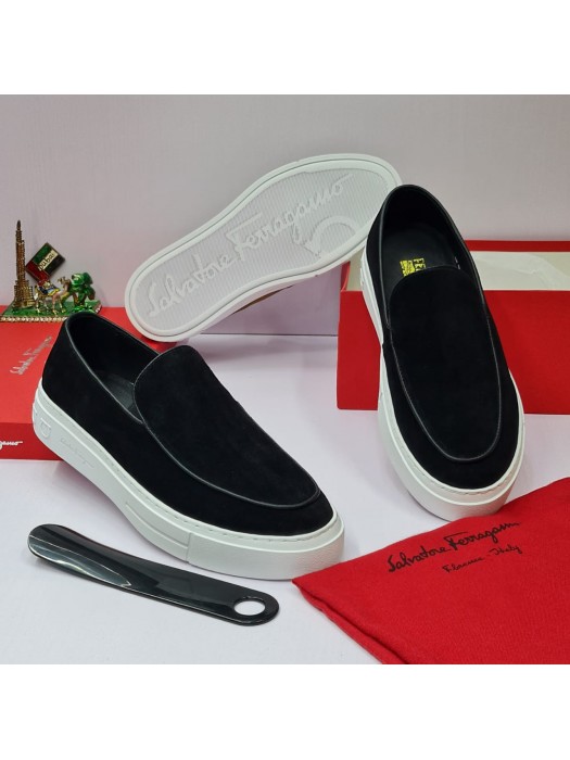 Salvatore Ferragamor Men's Suede Casual Shoe - Black