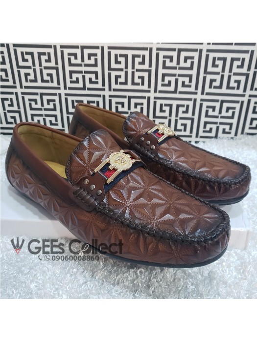 brown versace loafers