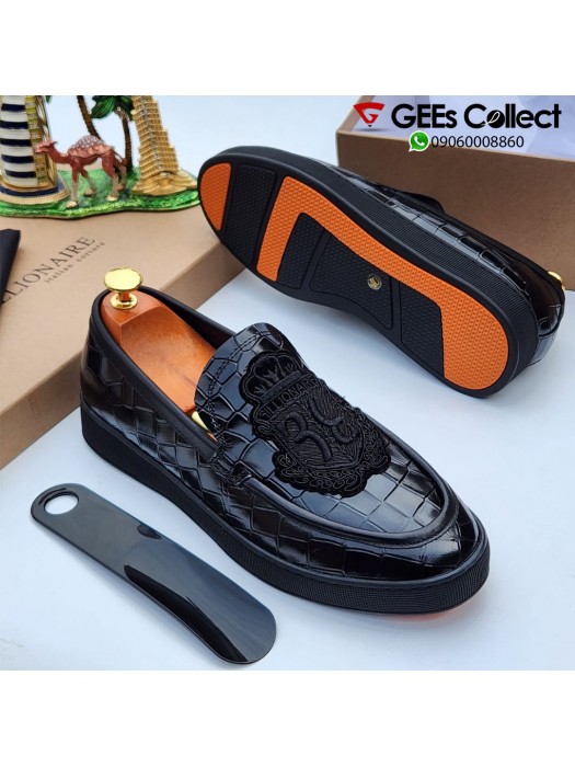 Billionaire Croc Leather Casual - Black