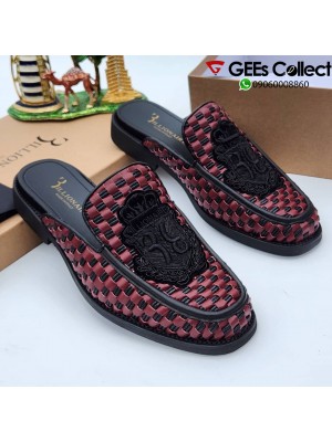 Billionaire handwoven half shoe - WINE