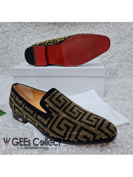 Gold and Black Studded Versace Loafer