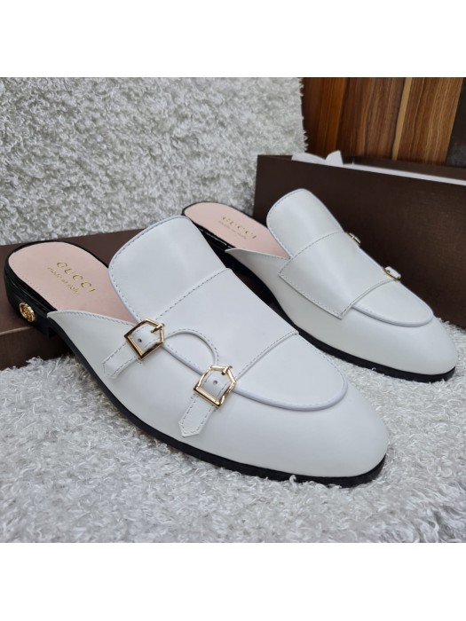 Gucci Double  Buckle Quality Shoe - White
