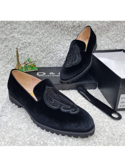 D&G Velvet Big Sole Quality Shoe - Black