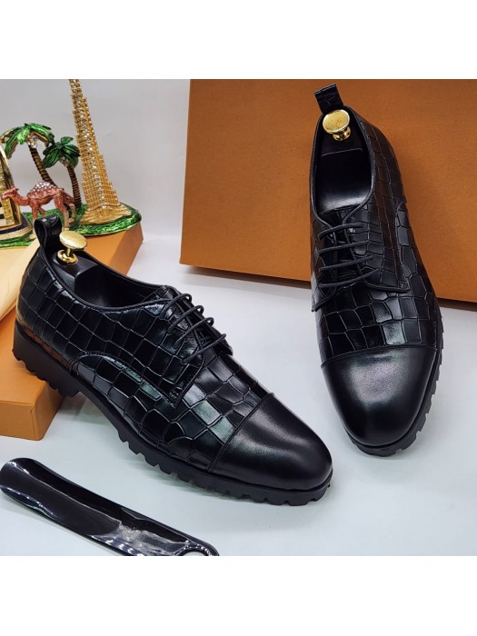 Top Quality Scaly Men Shoe - Black